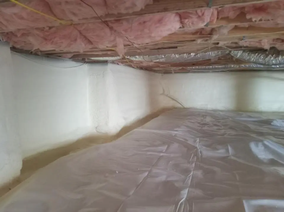 Crawl space encapsulation with closed-cell spray foam for Roof Maintenance in Derby